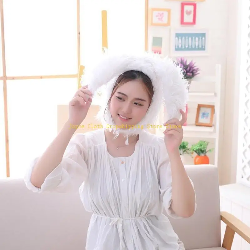 مضحك رقيق أفخم الدافئة الأرنب قبعة لطيف طويل آذان أرنب تأثيري حلي كامل القبعات قبعة حزب الحسنات صور الدعائم عيد الفصح 10CD