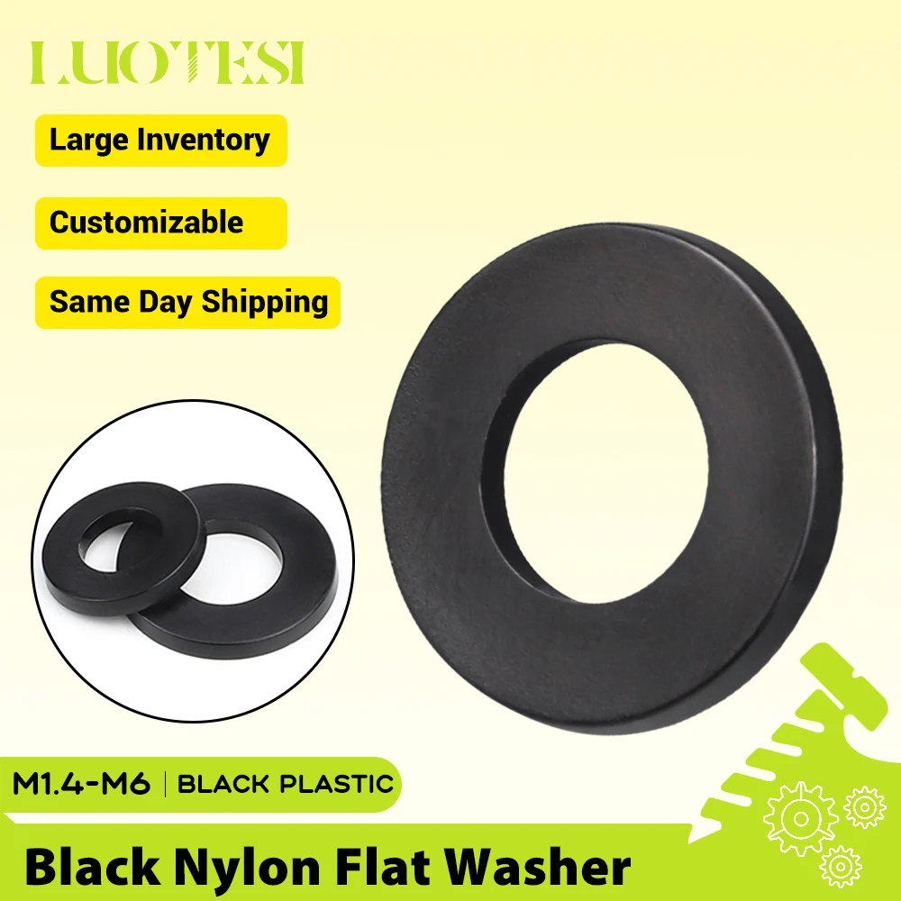 Black Nylon Flat Washers Gaskets M2 M2.5 M3 M4 M5 M6 Plane Spacer Insulation Plastic Plain Sealing Washer Spacer for Faucet Pipe