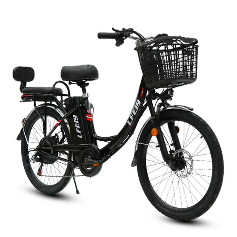 26 Inch Adult Men Women Electric Bike 48V 350W Retro Electric Bicycle With Seat 7-Speed Transmission Pure Electric Range 45-55km