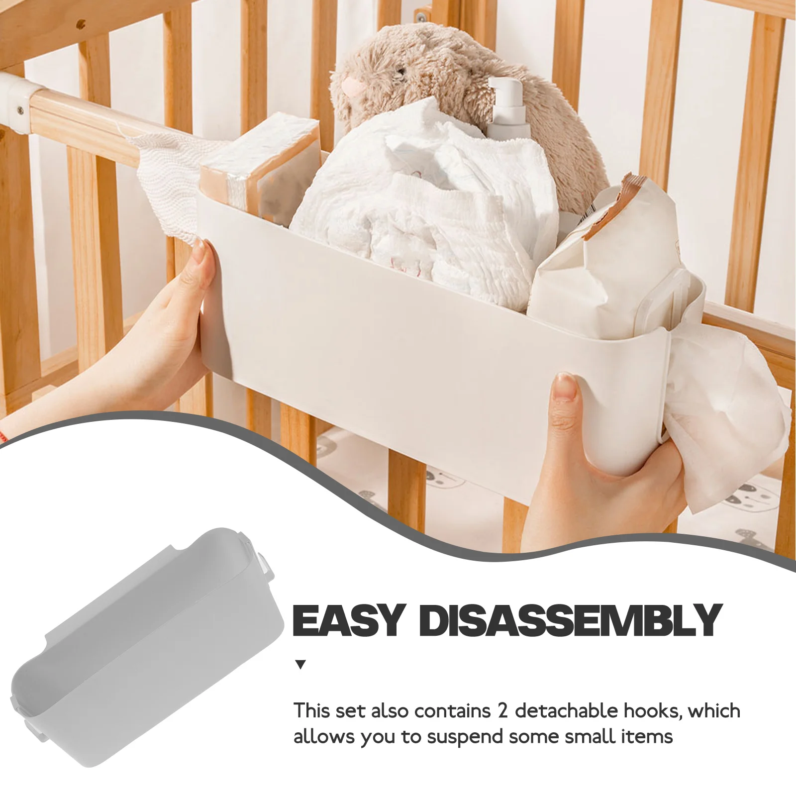 

Hanging Bedside Storage Organizer Bed Organizer Basket With 2 Hooks Dormitory Bed Hanging Box Plastic Desktop Storage For