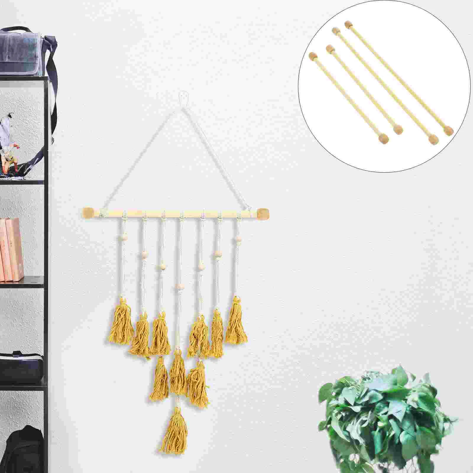 4 Pcs Hanging Rod Tapestry Hanger Clothe Rack Sticks for Crafting Beads Jewelry Making Clothes DIY Woven Accessories Rods Lace