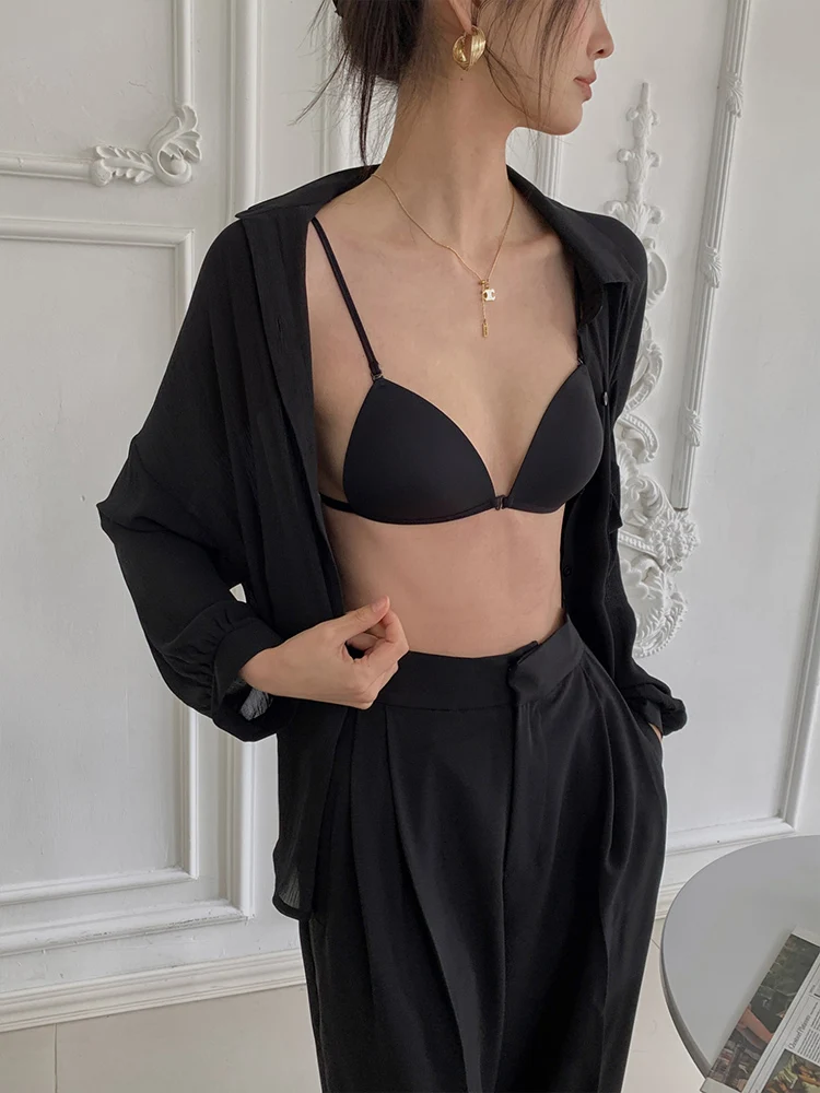 ​ ​ ​ مثير الفرنسية إغلاق الجبهة Bralette تمثال نصفي صغير مثلث كوب جميل الظهر سلس الأشرطة الصيف Wirefree الراحة الصدرية S-XL ​