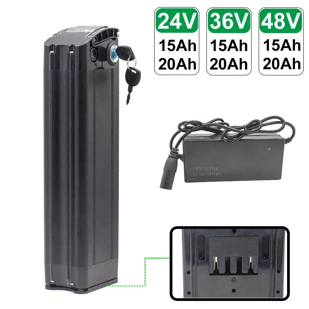 500W 36V 20AH Silver Fish Bicycle Battery Pack 1000W 48V 36V 24V Silverfish Lithium Battery 18650 21700 Bateria