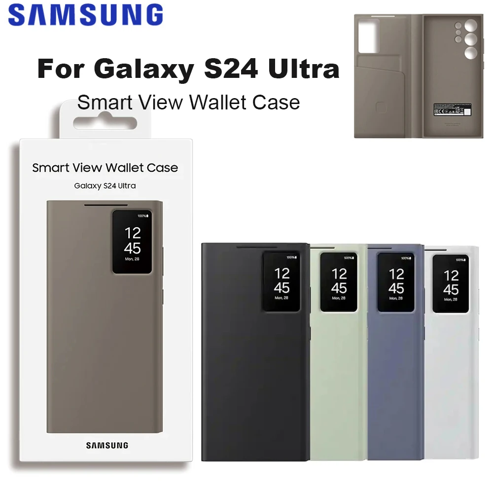 

Original Samsung Galaxy S24 Ultra Smart View Wallet Smartphone Case S24Ultra 5G S-View Flip Card Slot Viewing Window Phone Cover