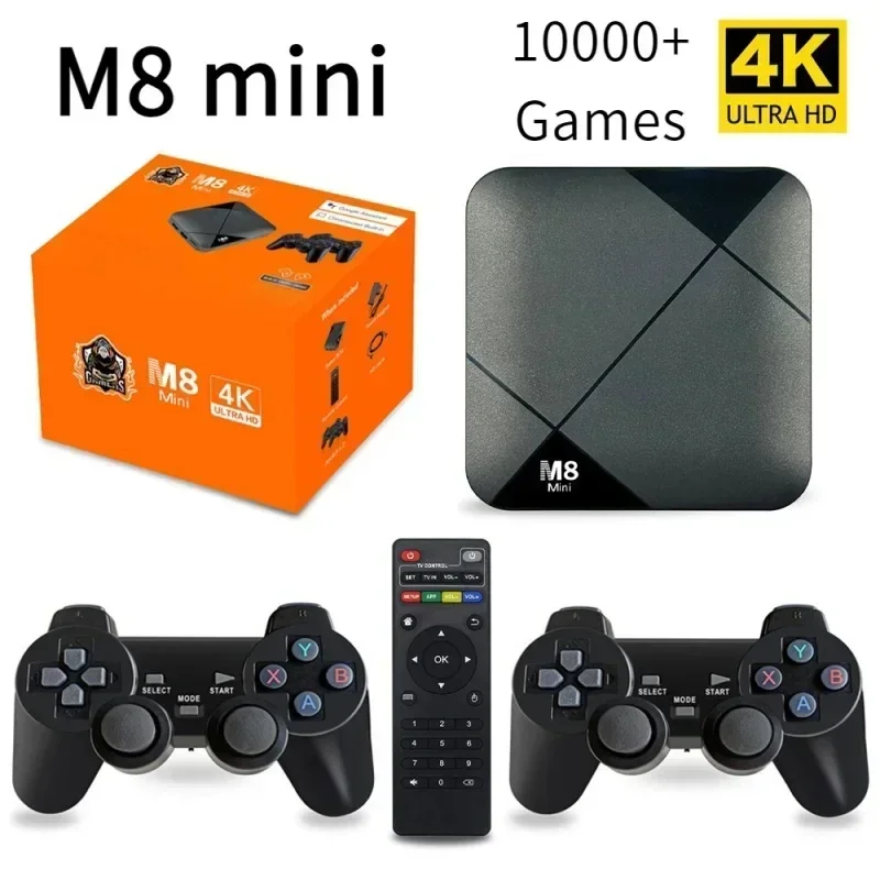 

M8 Mini TV box Sistema duplo S905 Video Game Console Wireless Controller HD 4K H.265 iptv Android10 64GB 10000+ Games WiFi 4G/5G