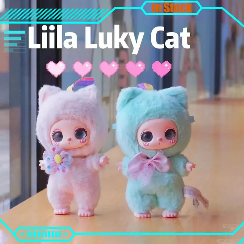 Instock Liila Luky Cat Blind Box Schattige pluche pop Verrassingsdoos Fruit Pluche Rugzak Hanger Trendy Mooi Model Pop Kind Speelgoed Cadeau