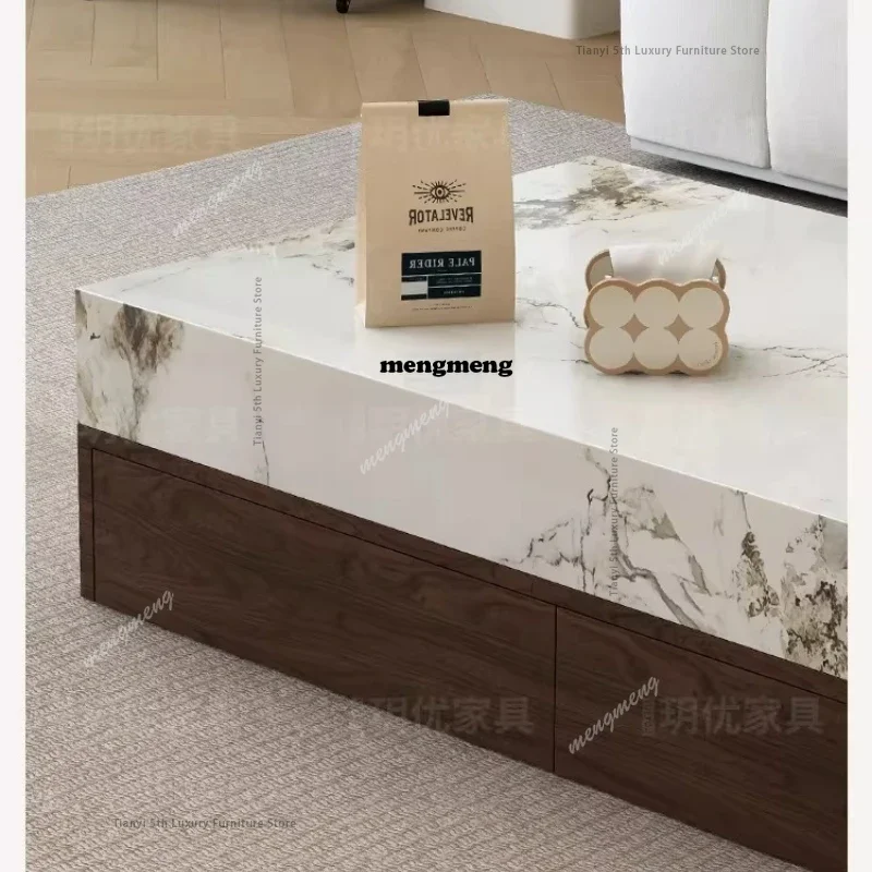 

New arrive Italian Style Solid Wood Slate Coffee Table Nordic Premium Homestay Living Room Central Coffee Table Designer Home Fu