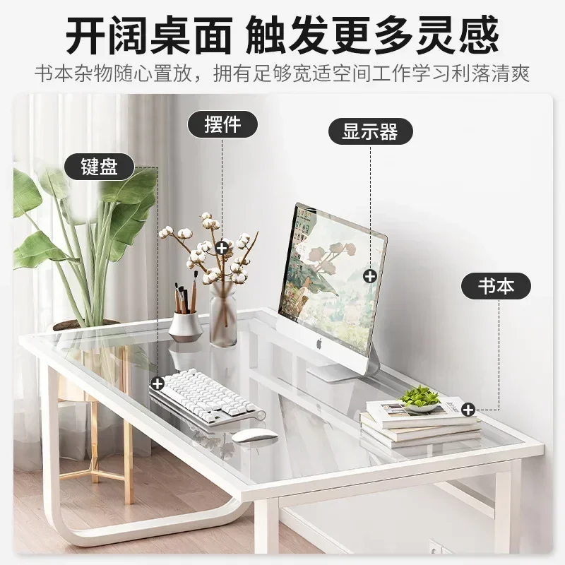 Design Style Computer Desk Desktop Tempered Office Glass Table Modern Minimalist Student Desk Home Desk Table