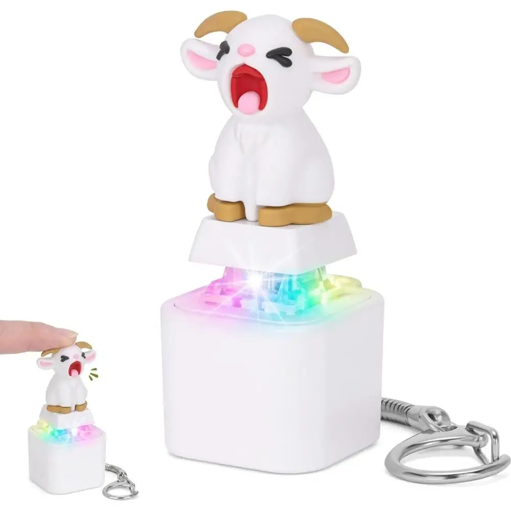 Rechargeable Screaming Goat Keychain with Light Sound Anti-Stress Keypad Button Style Pocket-Sized Cartoon Sounding Key Ring view 5