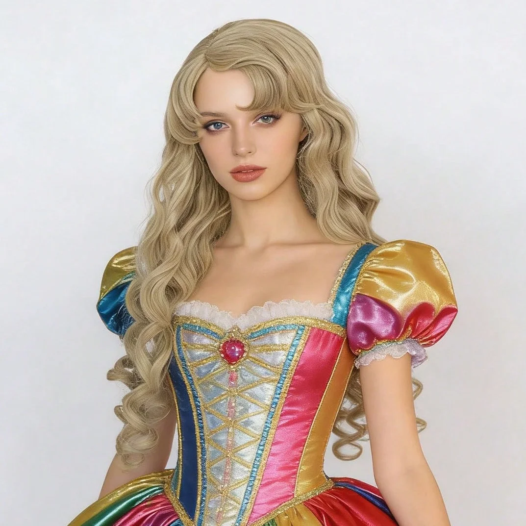 

Synthetic 26inch Princess Headwear Curly Wavy Long Brown Aurora Cosplay Wig for Halloween Christmas School Thanksgiving
