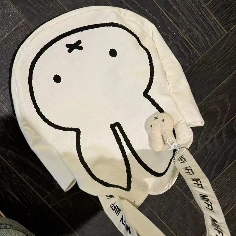 Kawaii Miffy – sac fourre-tout en toile à tête de lapin, sac à bandoulière de grande capacité pour les déplacements et l'usage quotidien, élégant avec des sangles durables