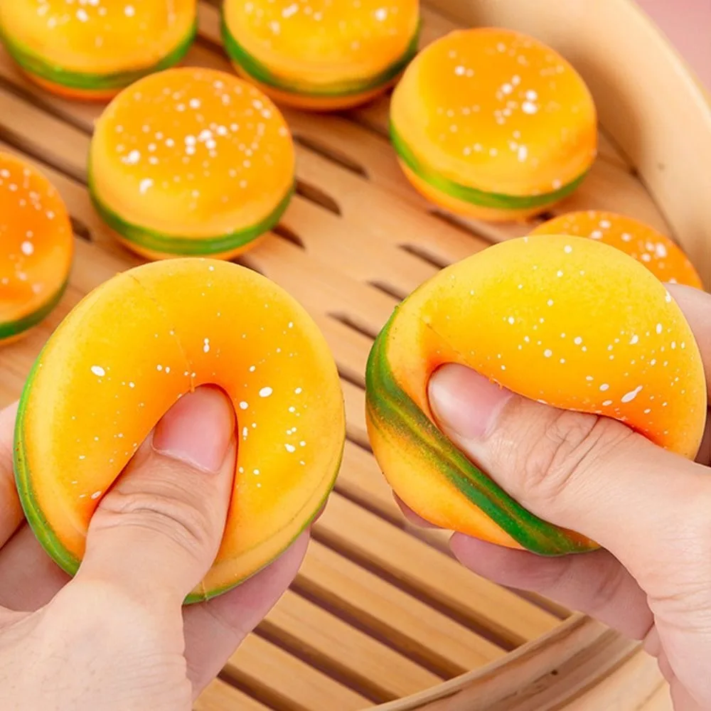 High Quality Gifts TPR Pinch Toy Hamburger Slow Rebound Fidget Toy Stress Relief Delicious Food Simulation Hamburger Kids