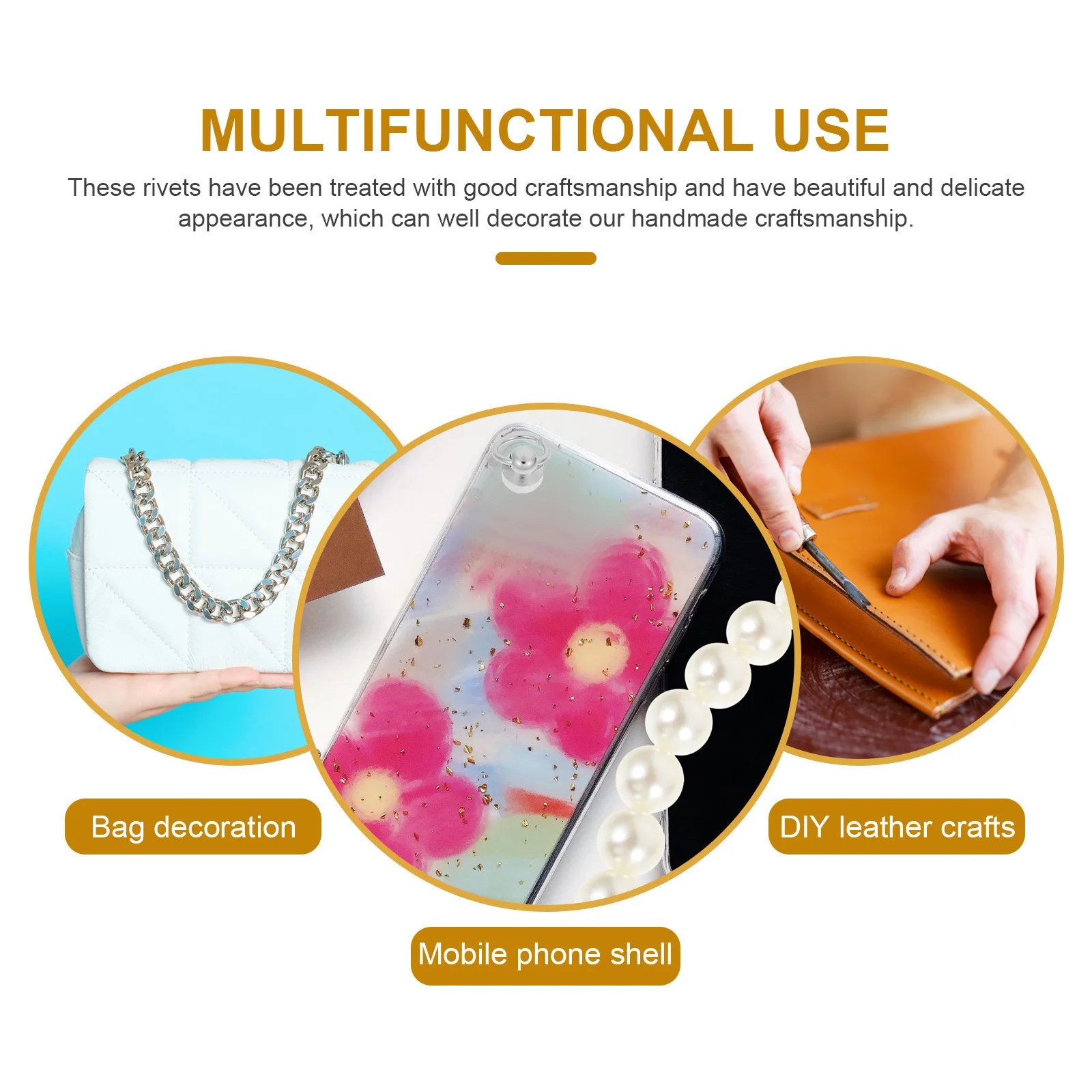 

20Sets Delicate Bag Rivet DIY Purse Bag Buttons Rivets for DIY Leathercraft Repair Sturdy Wear-Resistant Craft Screws