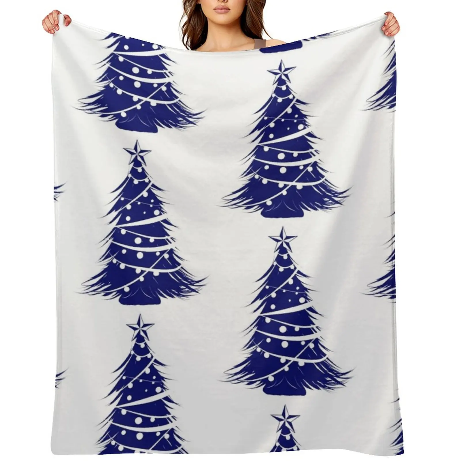 

Christmas Tree Sketch (Blue) Throw Blanket Luxury Bed linens Large halloween Blankets