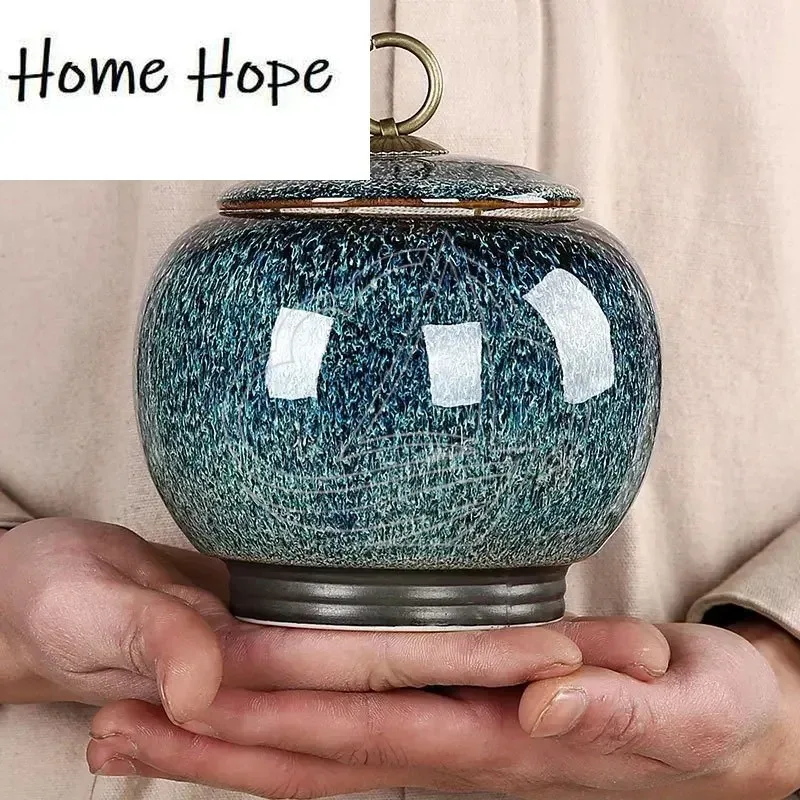 Ceramic Sealed Tea Caddy Moisture-Proof Storage Jar for Tea, Candy & Home Decoration