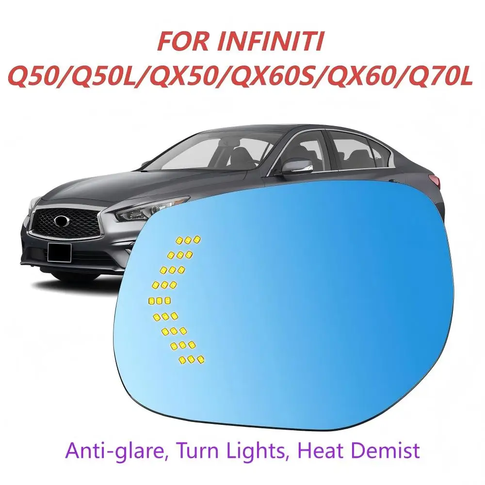 Fit for INFINITI Q50 Q50L QX50 QX60S QX60 Q70 Q70L New Rearview Mirror Turn Signal Heating Anti-glare Waterproof IP67 12V