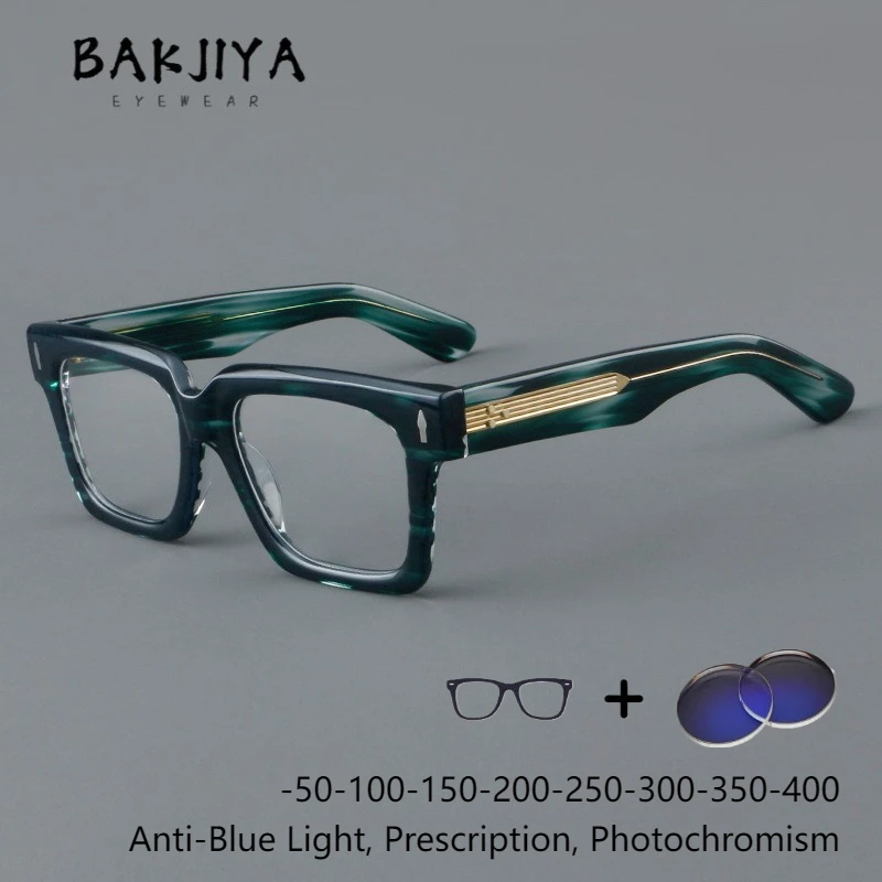

Vintage Large Frame Square Acetate Optical Prescription Eyeglasses Anti-Blue Light Glasses Men and Women Comfort Retro Eyewear