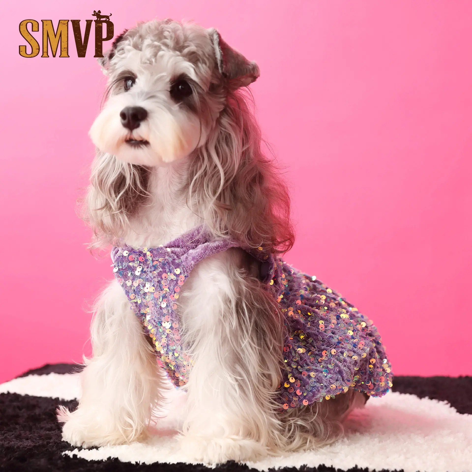 

Spring Summer Kitten Small Dog Dog Purple Velvet Sexy Cute Shiny Sequin Slip Dress Party Suitable for Pet Photography