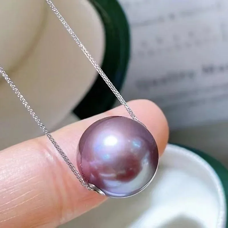 Natural Charming 12-13mm Sea Genuine Purple Round Pendant  For Women Pendants