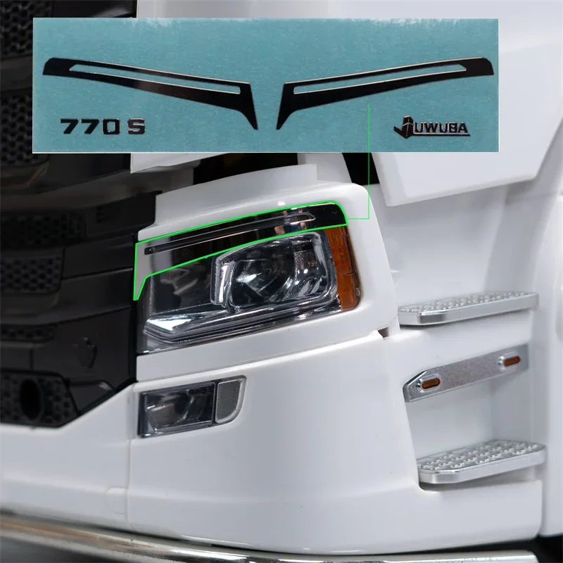 Metal Eyebrow Stickers for 1/14 Tamiya RC Truck for SCANIA 770S 6X4 56368 8X4 56371 Car Upgrade Accessories