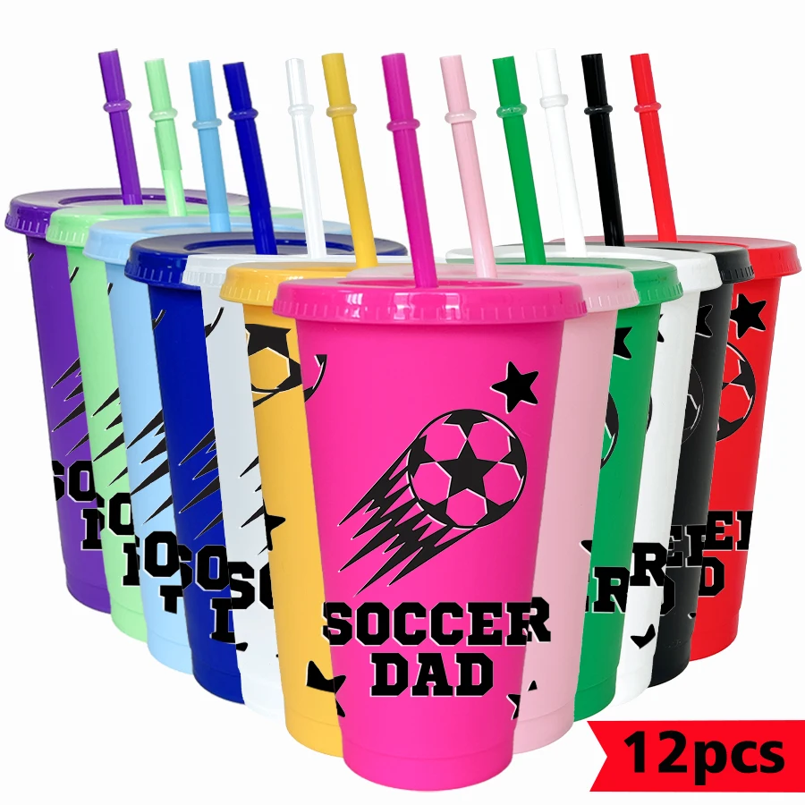 12pcs-set-football-star-pattern-26oz-colored-plastic-party-cold-cup-for-birthday-back-to-school-gift-gameday-drinkware