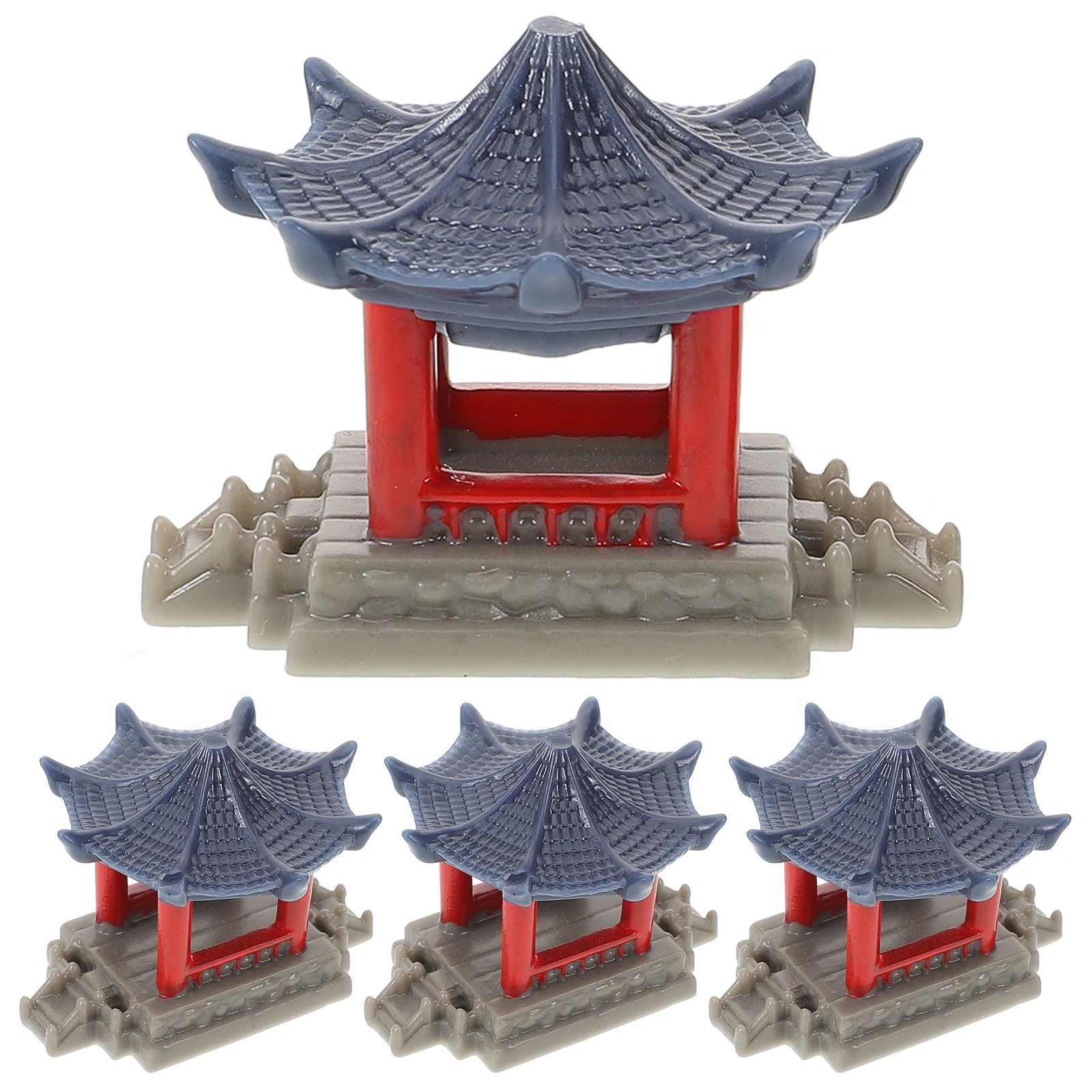 

4 Tiny Pavilion Statues Bonsai Zen Garden Decor Miniature Figurines Landscape Ornaments Home Desktop Accents Realistic