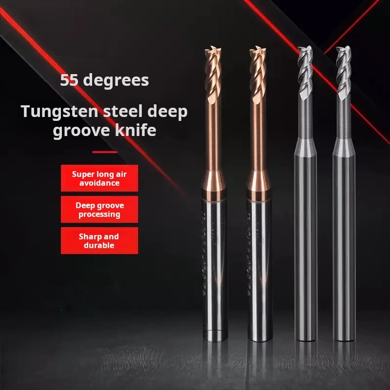 

HRC60 2/4-флейтовый карбид вольфрамовой стали с нанопокрытием, плоские концевые фрезы с глубокими канавками, режущие инструменты с ЧПУ для алюминия/стали