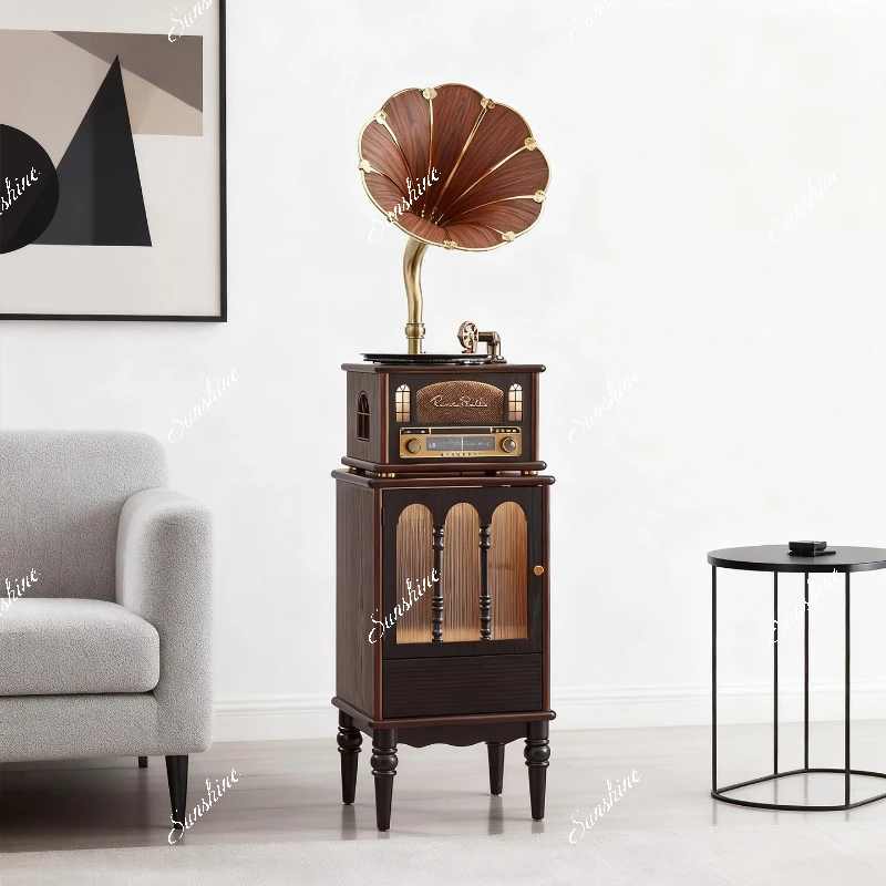 

French medieval gramophone, retro vinyl record player, Bluetooth audio all-in-one machine, living room ornaments