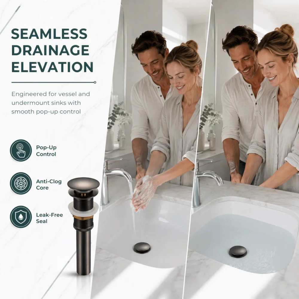 Deodorizing Push Bounce Drain Stopper Anti Clogging Without Overflow Sink Stopper Large Cover Gun Gray Sink Drain Bathroom