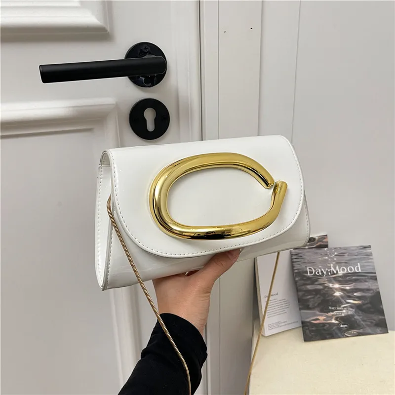 

Золотая металлическая пряжка, клатч, модная женская вечерняя сумка, вечерняя сумка через плечо с цепочкой для банкета, роскошная дизайнерская сумка на плечо, кошелек