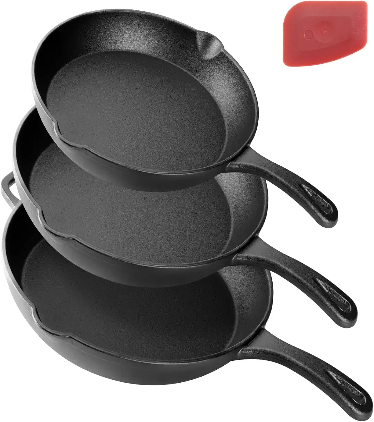 

3-Piece Cast Iron Skillet Set (6” 8” 10”) – Pre-Seasoned Frying Pan Trio, Holiday Cooking Essentials, Versatile Oven
