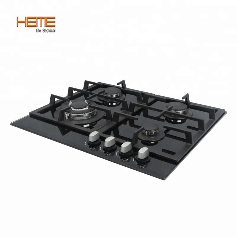 Built-in 60cm 4 Burners Gas Stove Cooking Gas Cooktop Tempered Glass Gas Hob