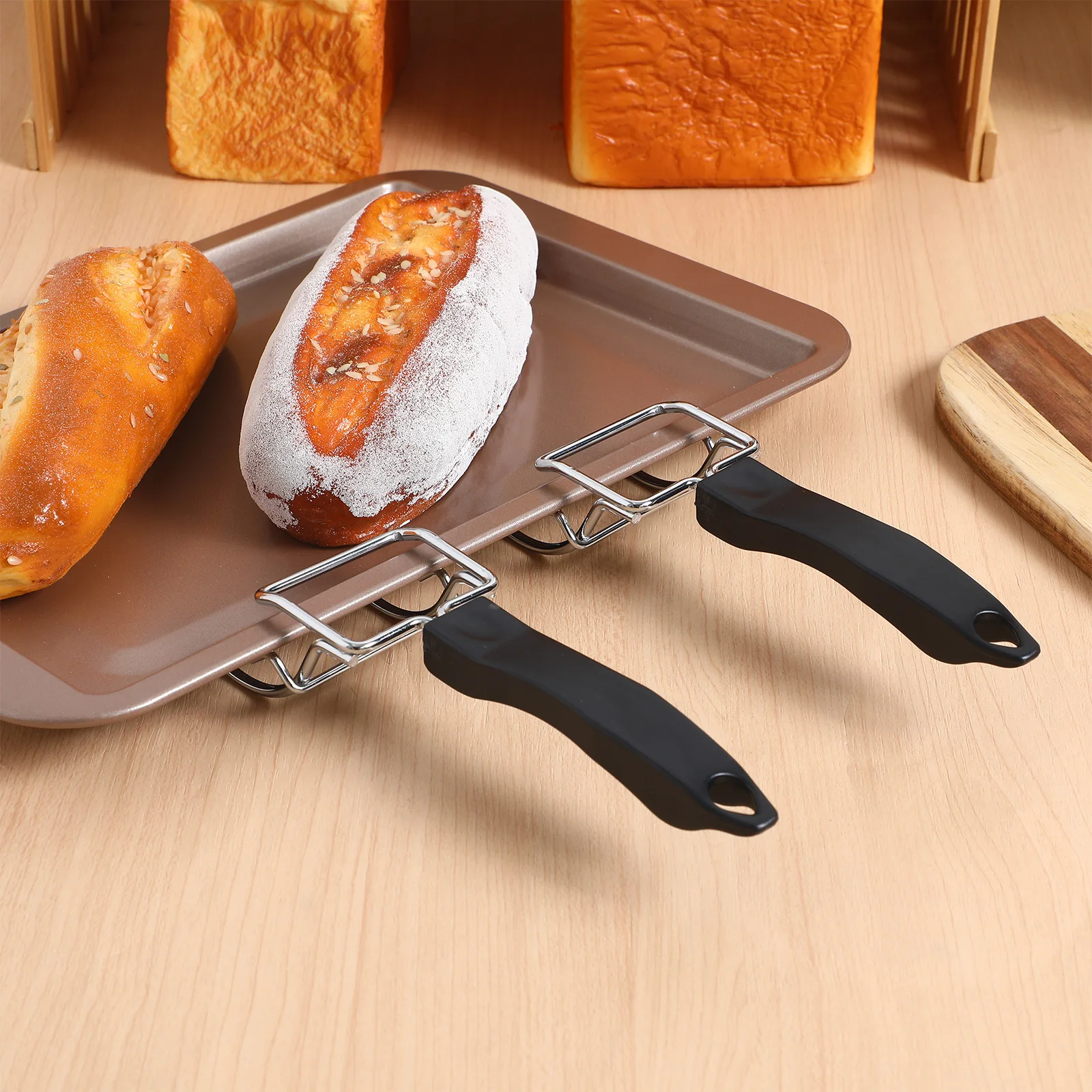 

2pcs Oven Tray Clips Stainless Steel Non-Slip Heat Resistant Gripper For Baking Grilling Universal Kitchen Tool Oven Rack Puller