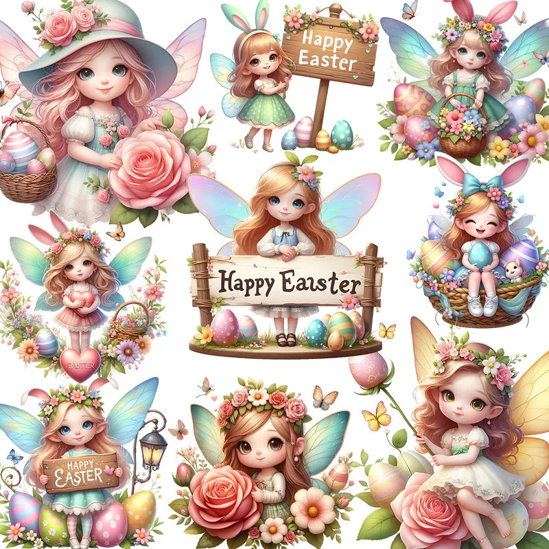 

20Pcs/Pack Easter Girl Eggs Sticker DIY Craft Scrapbooking Album Junk Journal Decorative Stickers