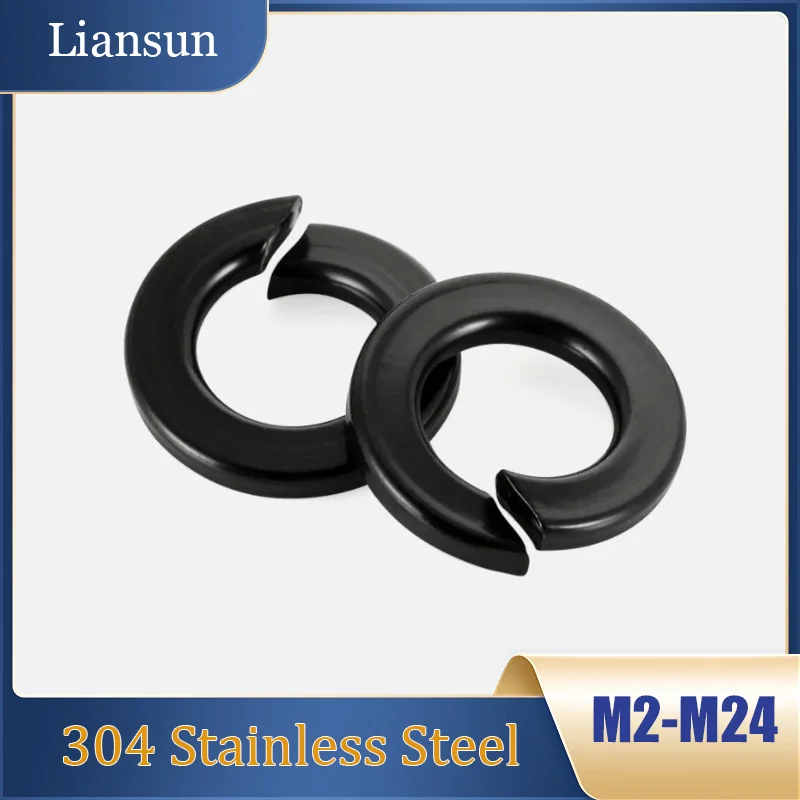 10-1500pcs Black Spring Split Lock Washer Elastic Gasket M2M2.5M3M4M5M6M8M10 M12 M14 M16-M24 304 Stainless Steel Spring Washer