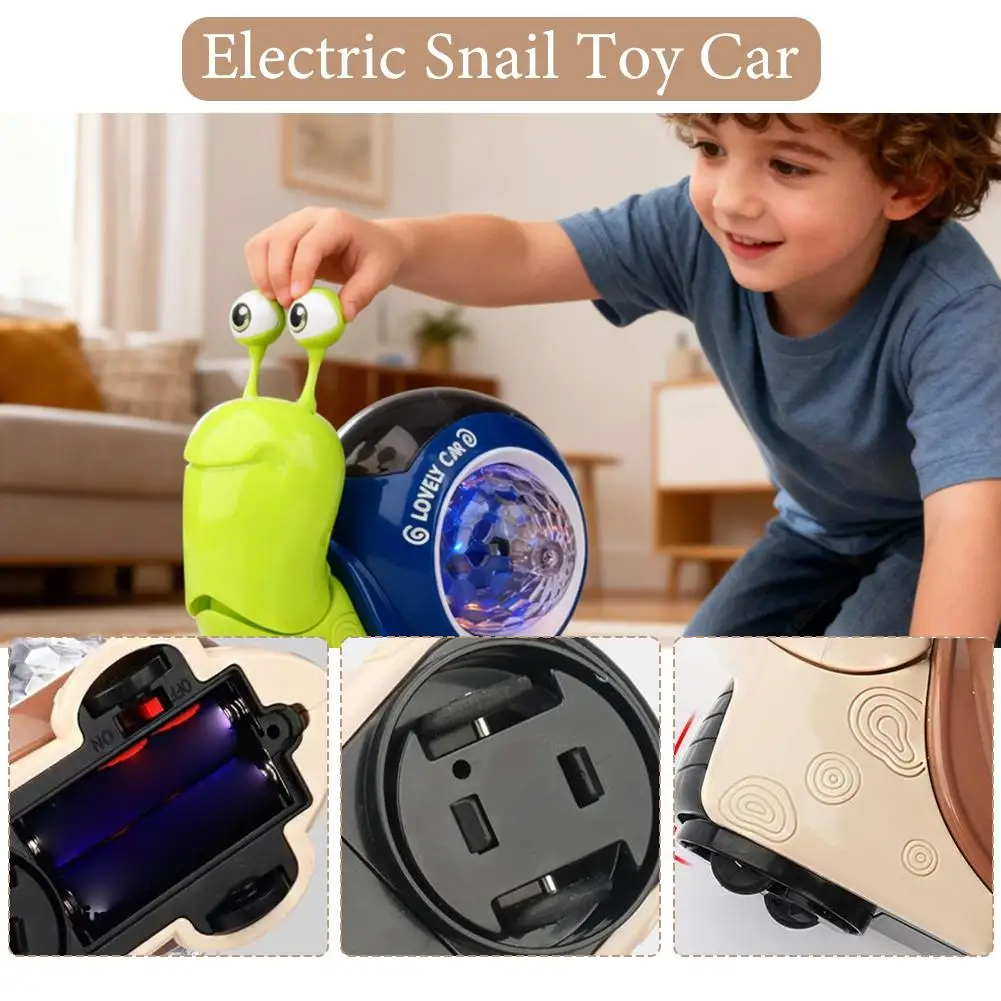 ของเล่นเสริมพัฒนาการเด็ก รถหอยทากไฟฟ้า ของเล่นเด็ก รถของเล่นมีไฟ มีเสียงเพลง หมุนได้ โยกได้ ล้อหมุนได้รอบทิศทาง