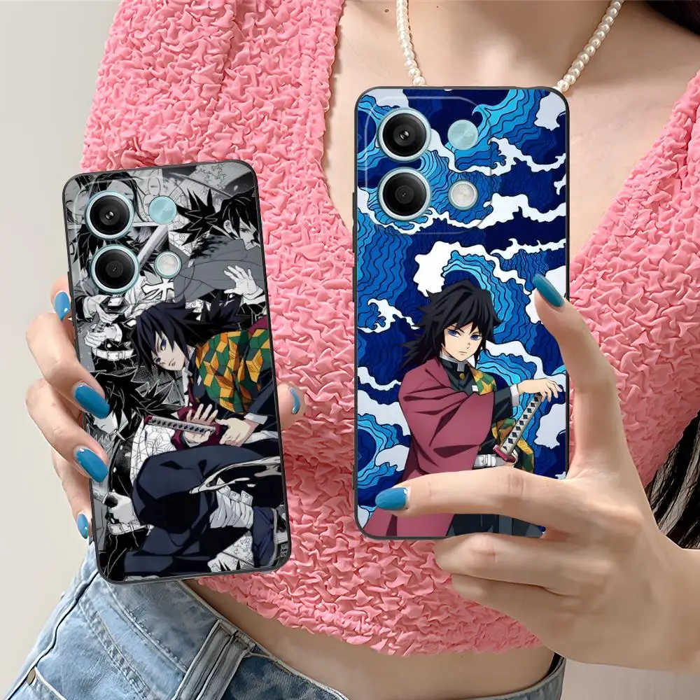حافظة هاتف شيطان القاتل Giyu Tomioka لهاتف Xiaomi Redmi Note 14 13 12 11 A5 3 2 1 Pro Plus 4G 5G طباعة ملونة فاخرة