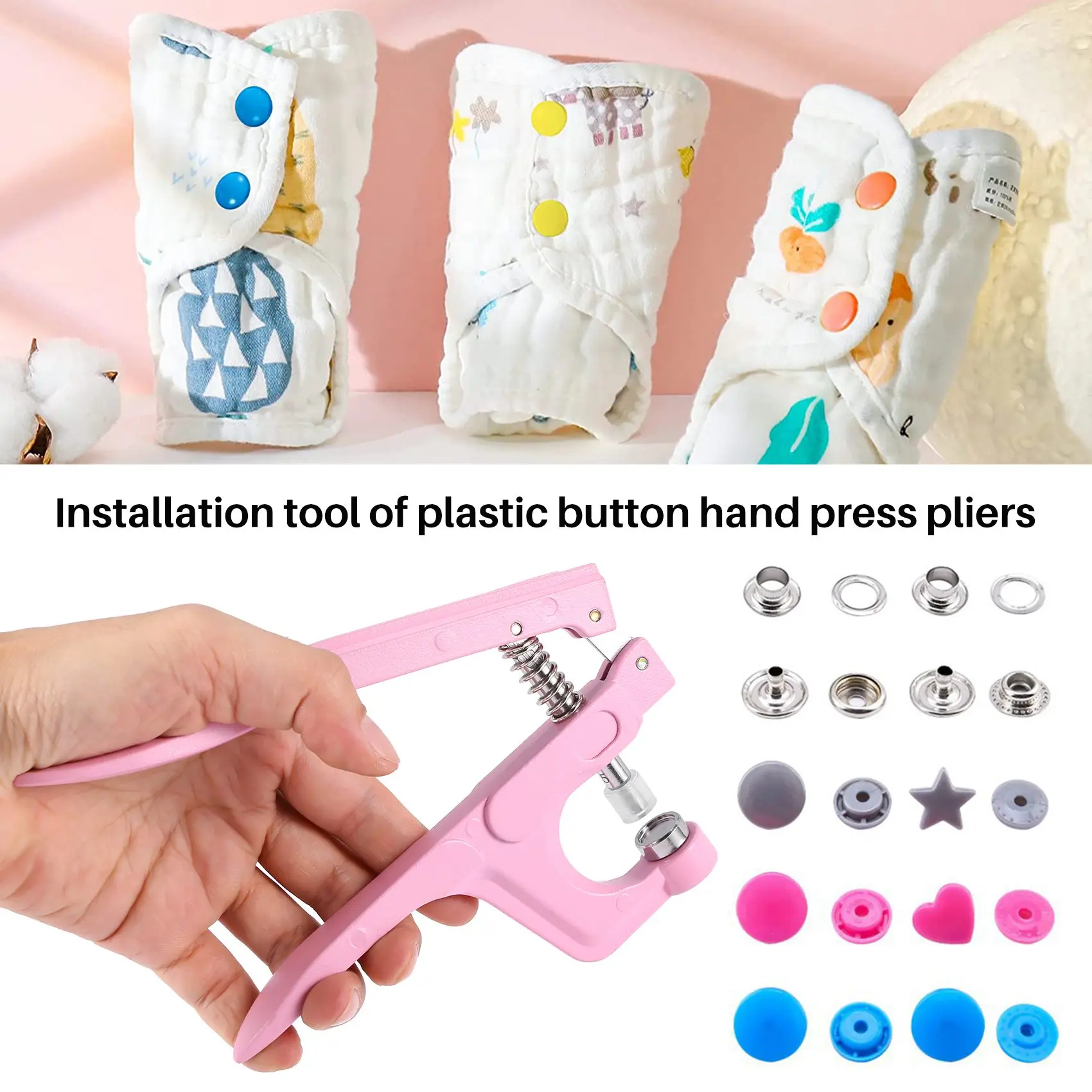 AOA-Snaps Fasteners Kit, Snap Buttons T5 with Installment Tool Kit Colorful Plastic Snaps for Sewing Clothing Crafting