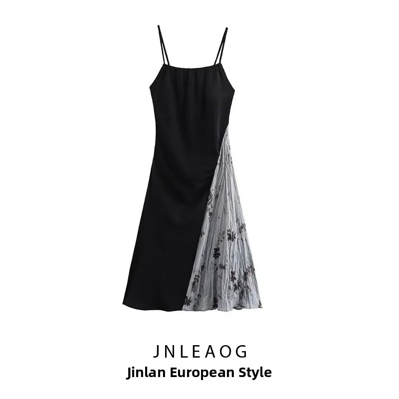 กระโปรงทรงเอเอวสูงผ้าโพลีเอสเตอร์ ดีไซน์แฟชั่นใหม่ล่าสุดสำหรับผู้หญิง ตกแต่งด้วยผ้าปะติดปะต่อ ทรงสวยเก๋ สไตล์ลำลอง คอวี