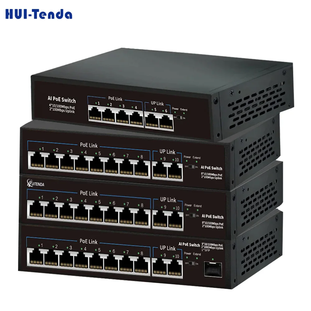 hui tenda portas ai poe switch 10 100mbps poe rede ethernet switches suporte ieee8023 af at para camera ip sem fio ap nvr 01