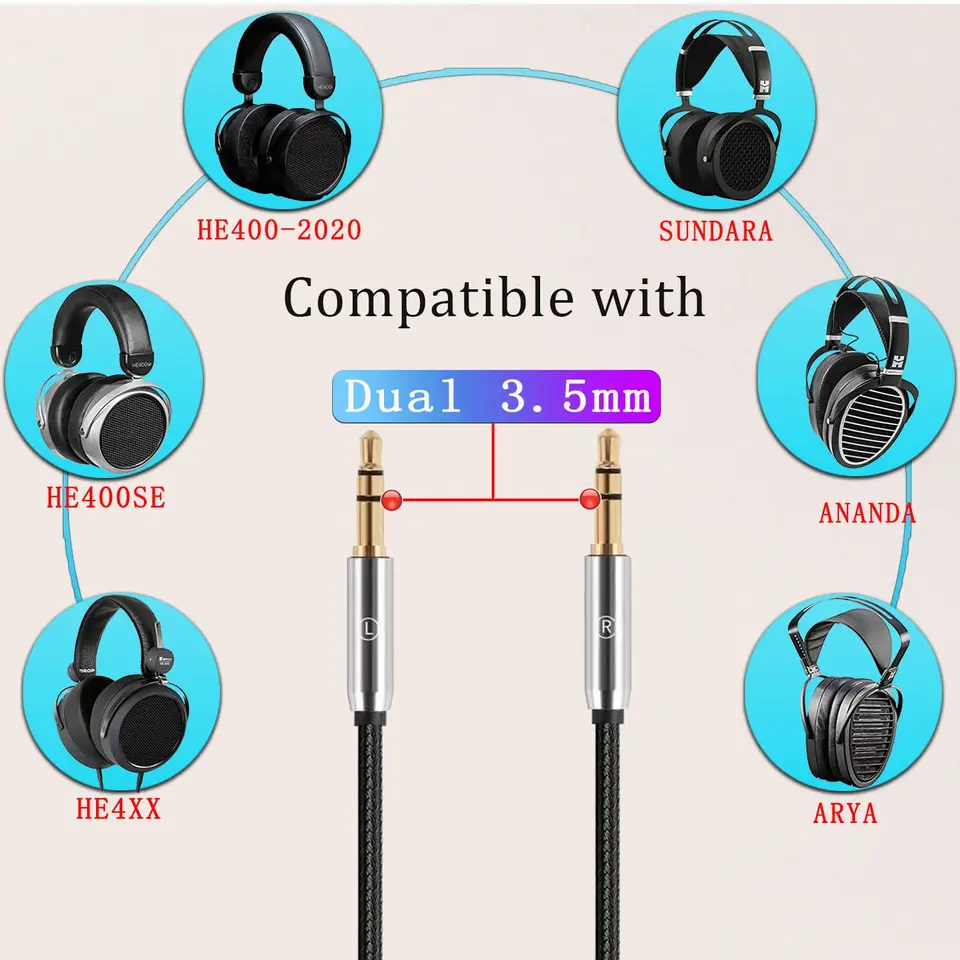 4.4mm 2.5mm BALANCED Headphone Cable for Hifiman HE400SE HE-350