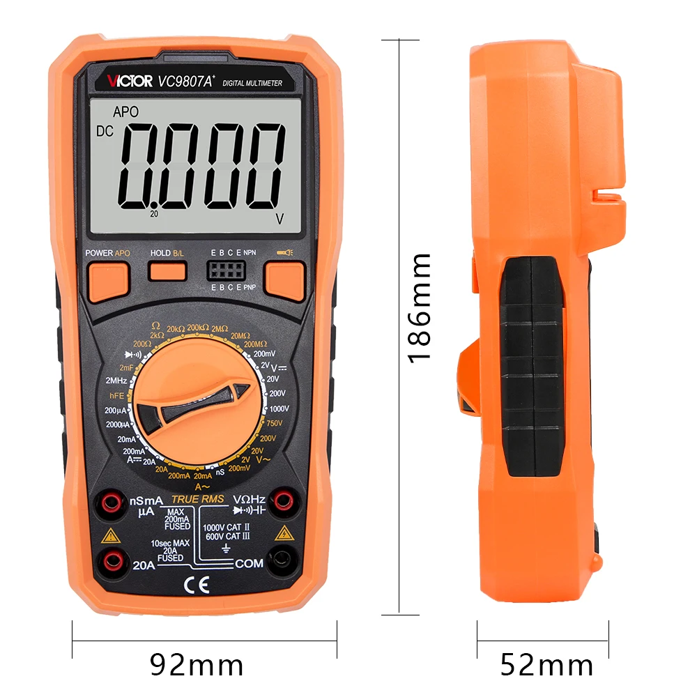 Digital Multimeter 19999 Count Transistor Tester AC/DC Voltage Current ESR High Precision Meter Resistance Capacitance Smart DMM