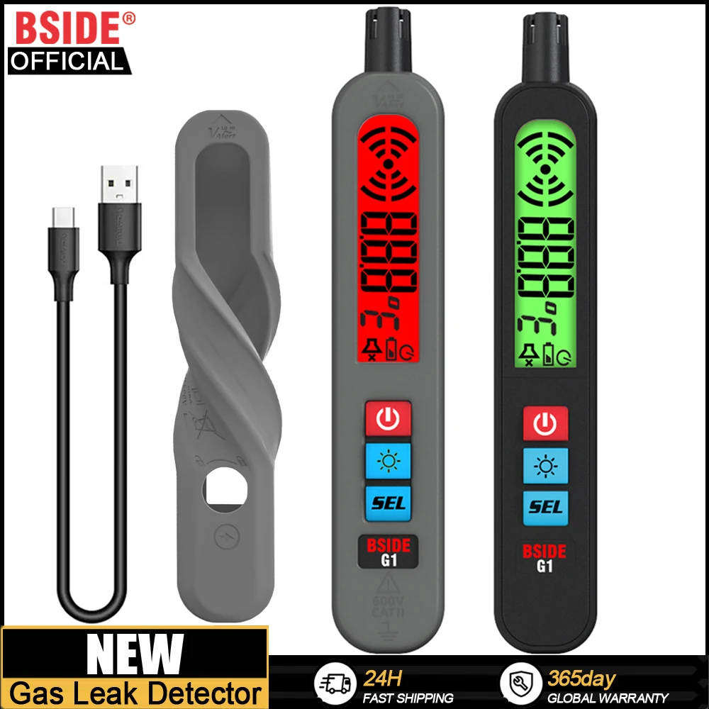 BSIDE-Détecteur de fuite de gaz, combustible, CO2 naturel, inflammable, analyseur de méthane dcLaf, alarme sonore aste, testeur PPM LEL