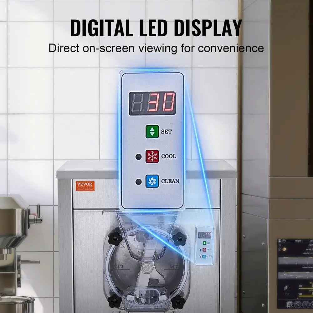 18L Per Hour Hard Ice Cream Machine 1780W Stainless Steel Auto Clean Panel Wheel Mounted for Snack Bars