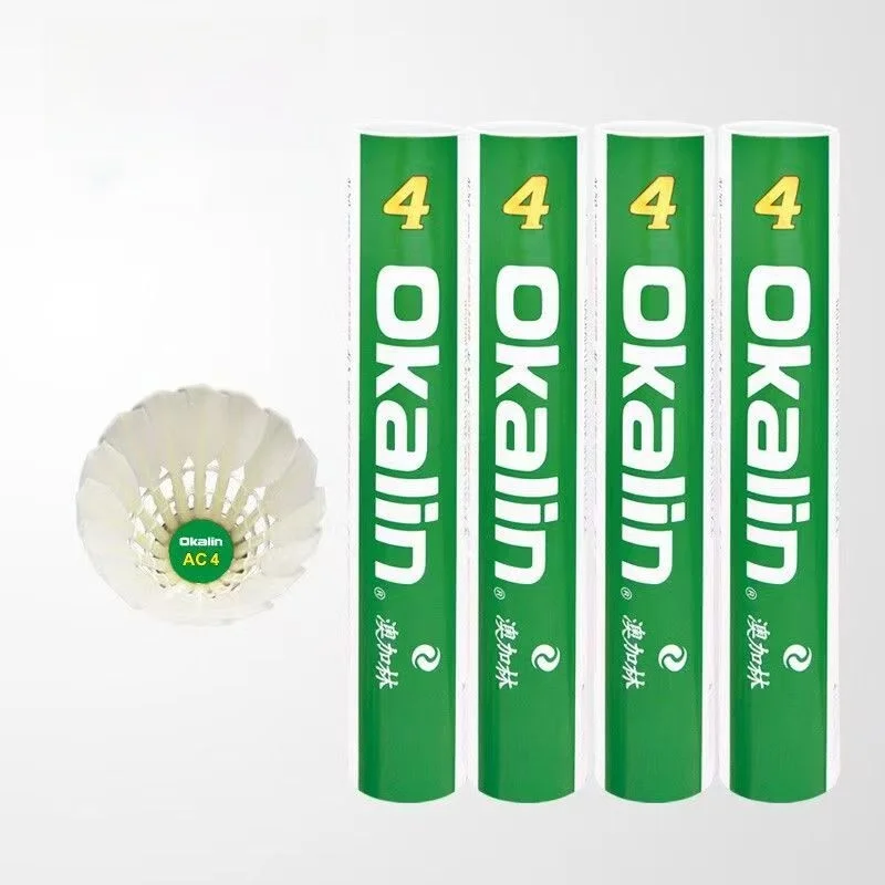 okalin-australie-ac4-–-volant-de-badminton-d'entrainement-coupe-vent-pour-interieur-et-exterieur-vol-stable-qualite-professionnelle-durabilite-superieure-plumes-de-canard