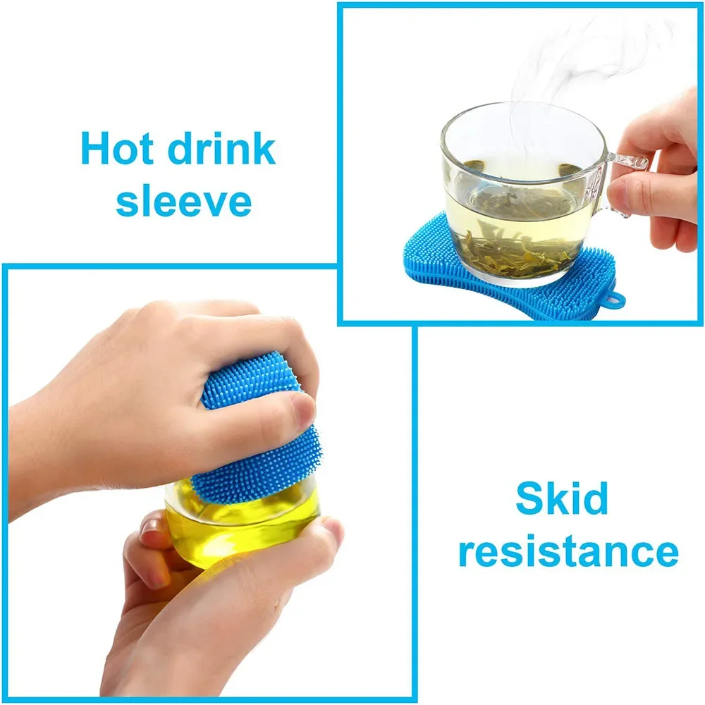 Silicone Sponge Dish Washing Scrubber Household Cleaning Sponge Kitchen Gadgets Brush Accessories For Dishes