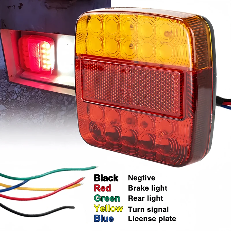2pcs Car Led Rear Taillights 12v 26Led Rear Tail Lights Lamp Pair 5 Function For Trailer Caravan Truck Lorry Car Accessories