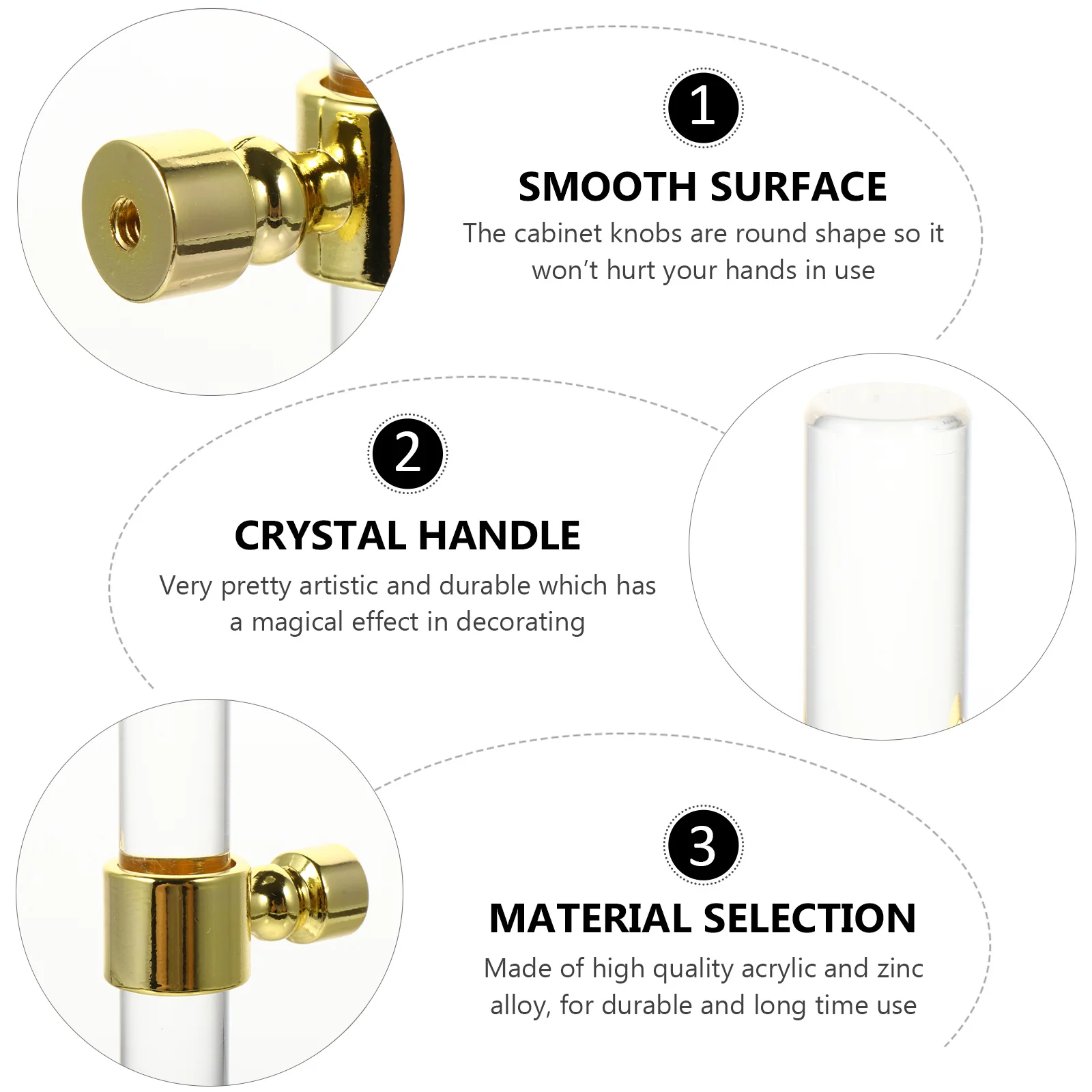 

2Pcs Acrylic Transparent Cabinet Knobs Durable Zinc Alloy Base Drawer Pulls Round Shape Handles for Kitchen Wardrobe