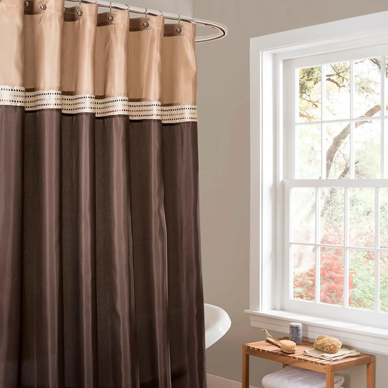 

Fabric Shower Curtains for Bathroom - Neutral Modern Glam Décor, Single 72" W x 72" L
