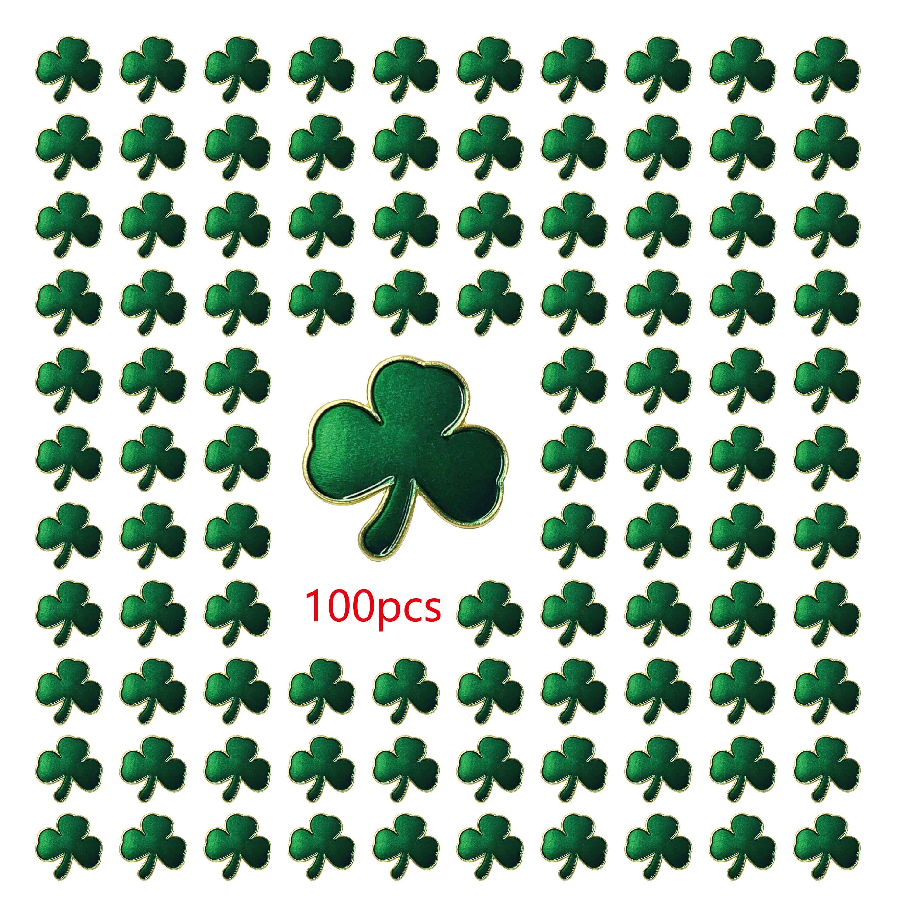 

100pcs/a lot St. Patrick's Day clover lapel pin Ireland brooch Patrick's Day favors three-leaf pins gift Irish holiday gifts